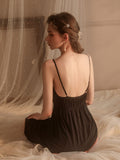 Medium Black Semi-Transparent Sexy Dress One-Piece Nightgown