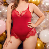 Plus Size Sexy Tight-Fitting Slimming One-Piece Sexy Lace Jumpsuit